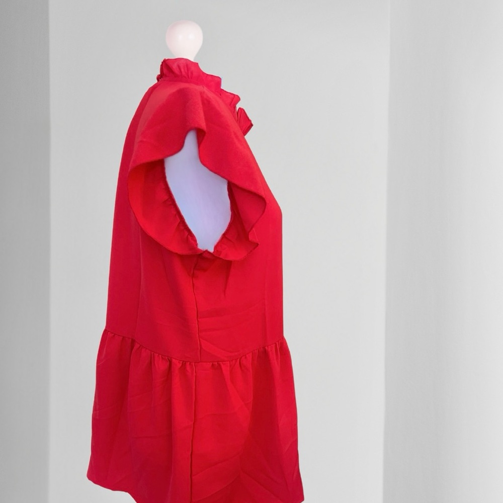 Red Ruffle Peplum Top - Picture 3 of 4